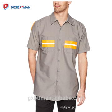 Personalizado Fornecedor Atacado de Segurança Workwear Fita Reflexiva Uniforme de Manga Curta Hi-vis Camisa de Trabalho